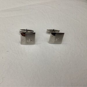 Vintage Sterling Silver cuff links 1960-1970s used. Monogram V